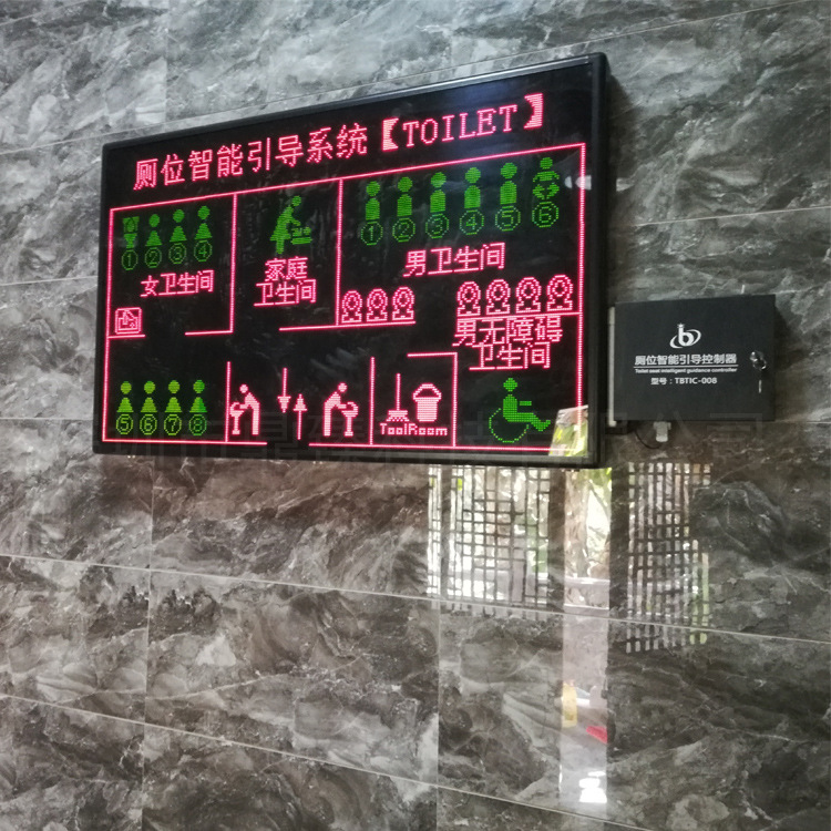 智慧公廁系統(tǒng)--洗手間有人無人廁位蹲位狀態(tài)采集匯總LED顯示屏