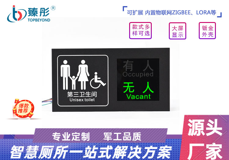 智能廁所有人無人指示屏LED背光第三衛(wèi)生間廁位狀態(tài)屏豎屏顯示